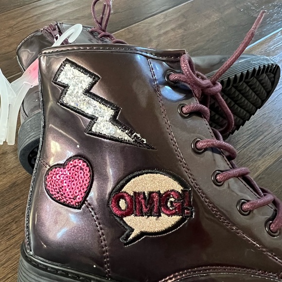 🔥Brand New! Big Girl Children’s Place Burgundy Boots Booties Shoes size 3 - Picture 2 of 10